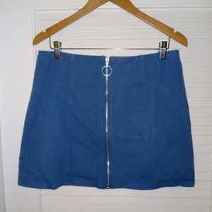 Blue Zipper Front Mini Skirt Size XL
